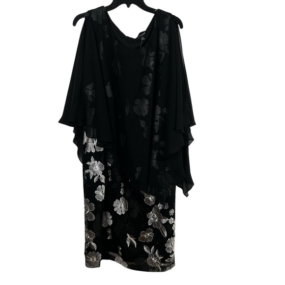 CONNECTED New Cocktail DRESS 24W Plus Black Lace Floral Sheer Embroidered Witchy - Picture 14 of 16